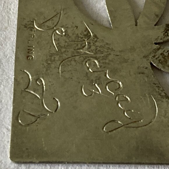 Vintage De Marcay Brooch Sterling Silver Pin Modernist Pierced Western Flower - Picture 4 of 13